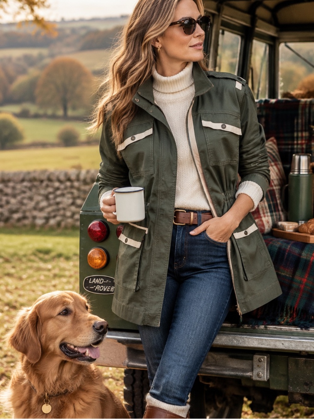 CABI Olive Green Zip Closure Casual Countryside Utility Jacket, S